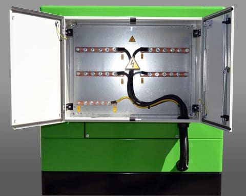 Power outlet panel on the generator.