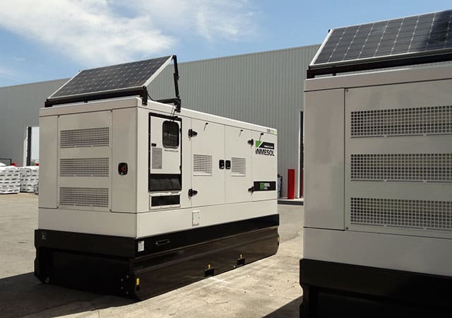 Rental range of gensets with solar panels